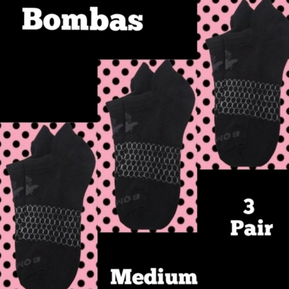 Bombas Ankle Socks Medium 3 Pair Unisex Womens & Mens Honeycomb Black/Grey BNWT - Picture 1 of 12
